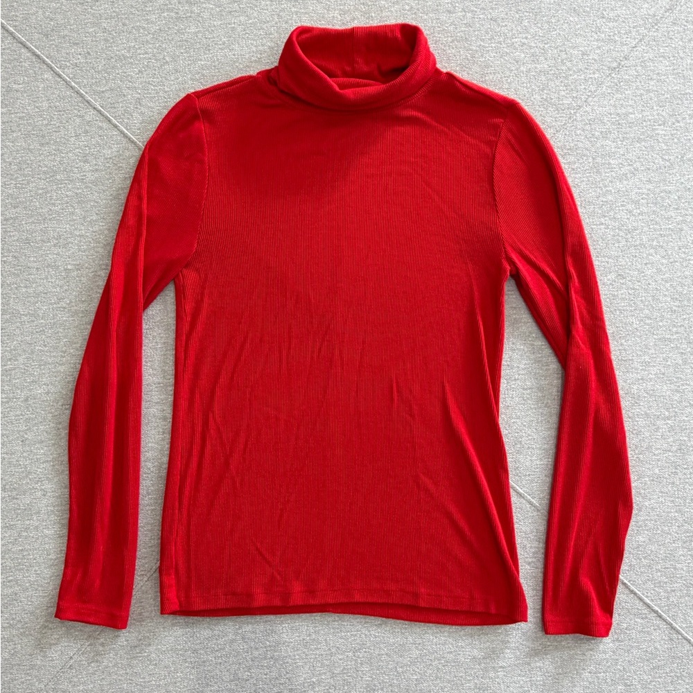 LOFT Red Ribbed Turtleneck